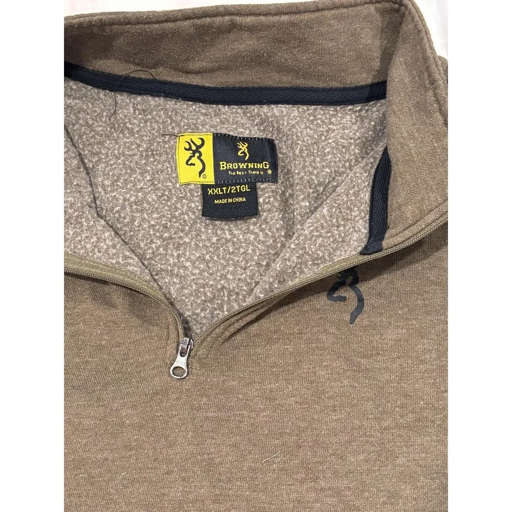 Browning Pullover Mens 2XLT Brown 1/4 Zip Thermal Fleece Outdoor Hunting Top